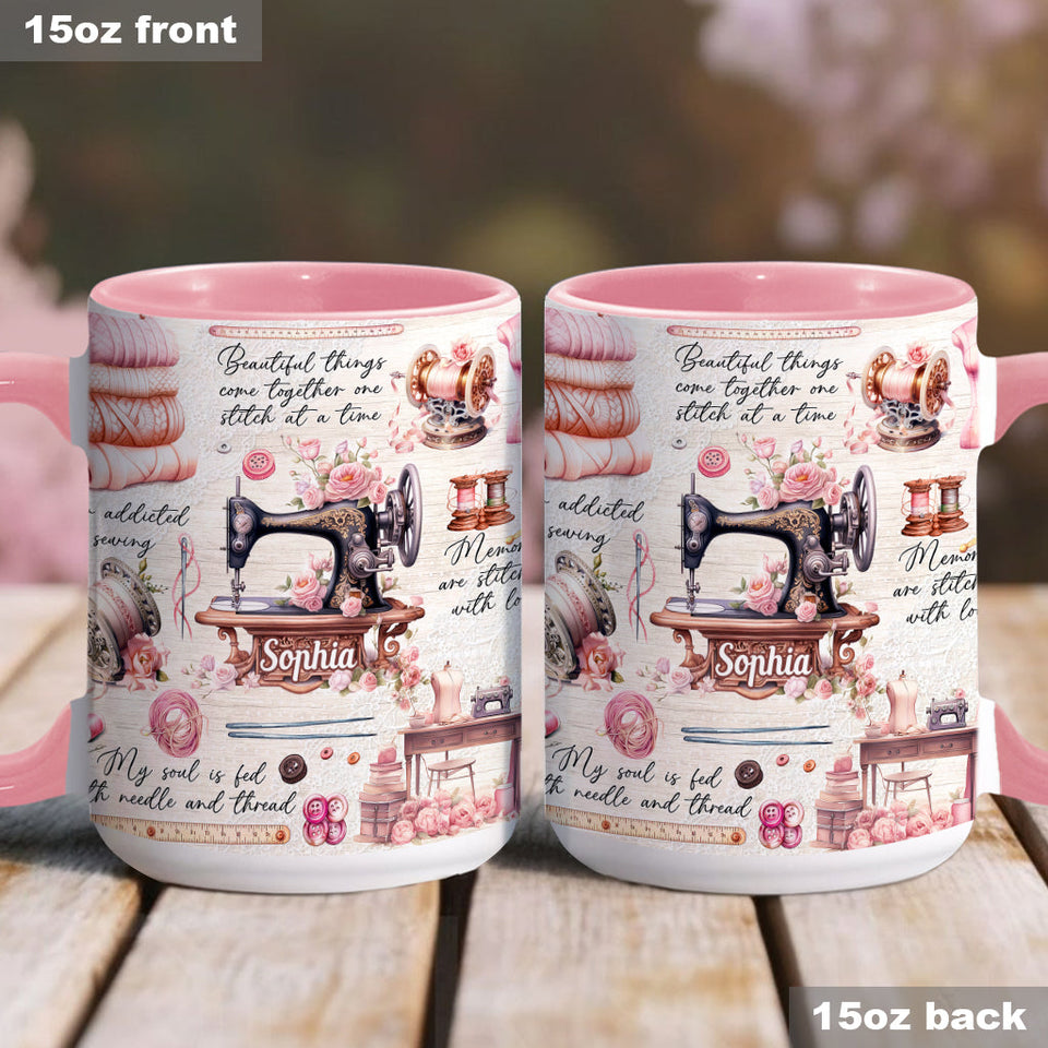 Sew Addicted To Sewing - Personalized Sewing Accent Mug