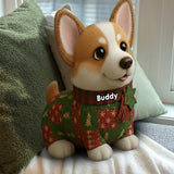 Dog Christmas Quilt - Personalized Dog Faux Fur Shaped Pillow