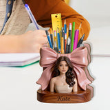 Custom Any Photo, Love Makeup - Personalized Makeup Wooden Desk Organizer