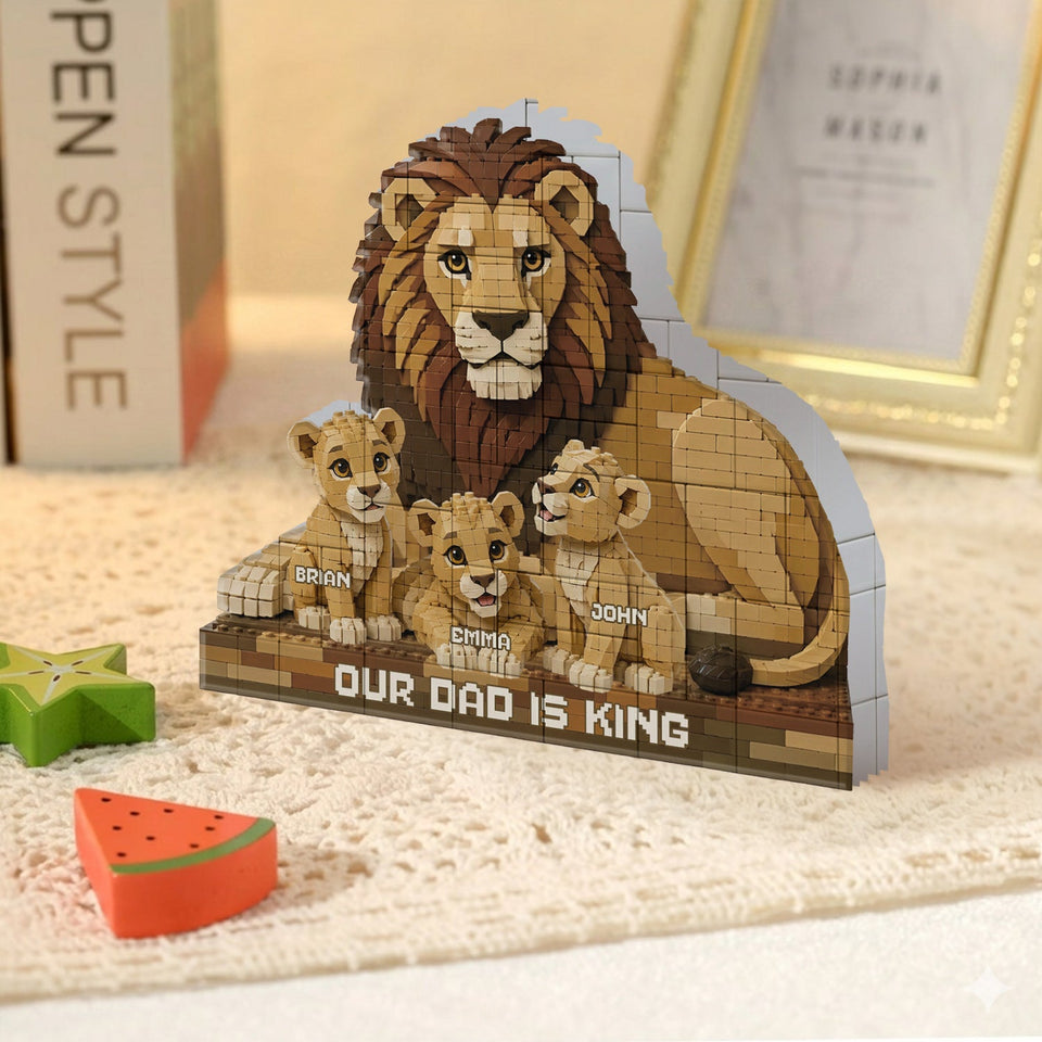 Our Dad Is King Lion - Personalized Father Shaped Building Blocks