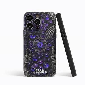 Gothic Pentacle Witchy Vibe - Personalized Witch Leather Phone Case