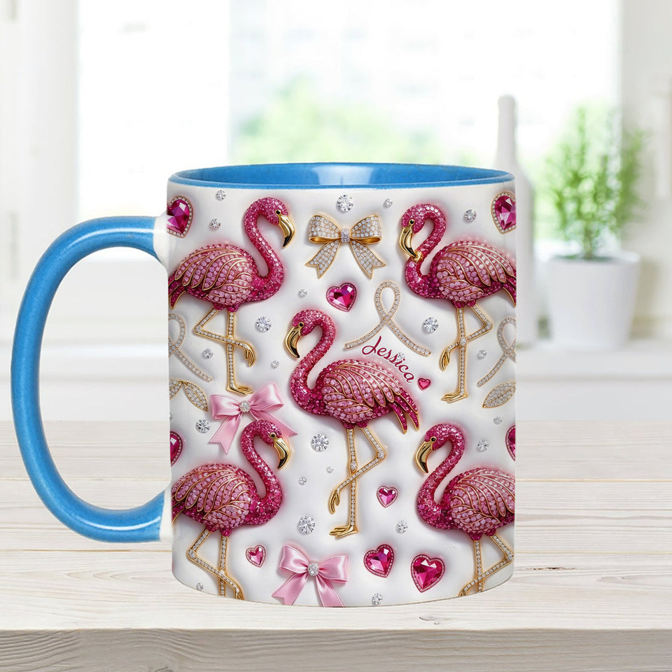 Love Flamingo - Personalized Flamingo Set Accent Mug with Acrylic Stirrers