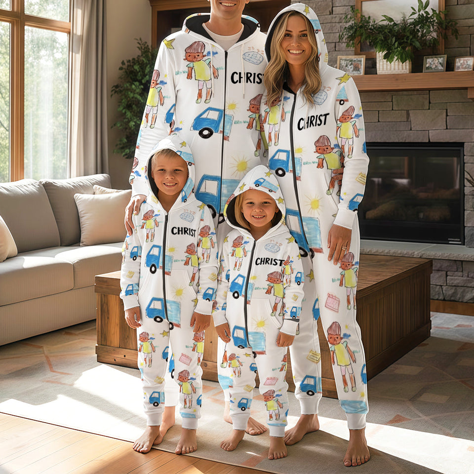 Kid Drawing Arts - Personalized Kid Hooded Jumpsuit