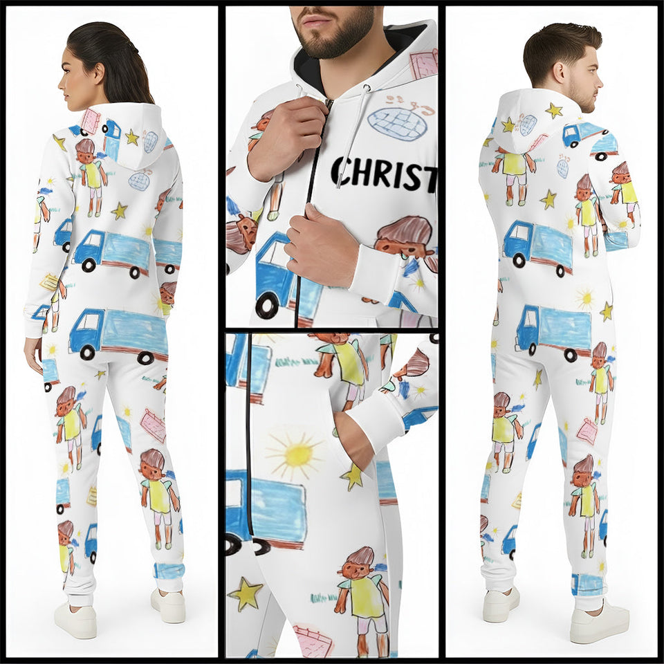 Kid Drawing Arts - Personalized Kid Hooded Jumpsuit