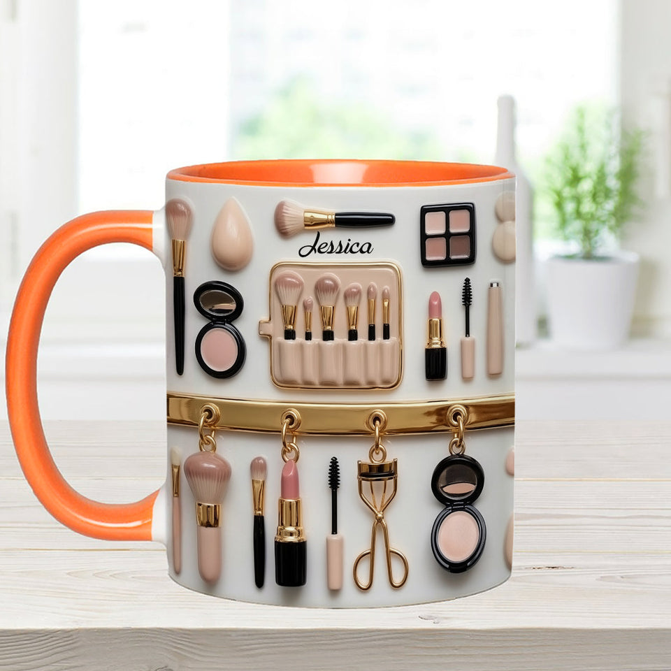 Makeup Artist - Personalized Makeup Set Accent Mug with Acrylic Stirrers