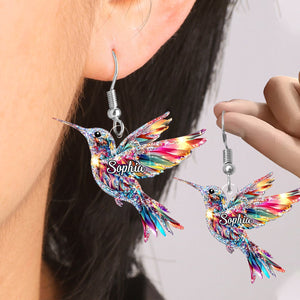 Love Hummingbird - Personalized Hummingbird Transparent Earrings