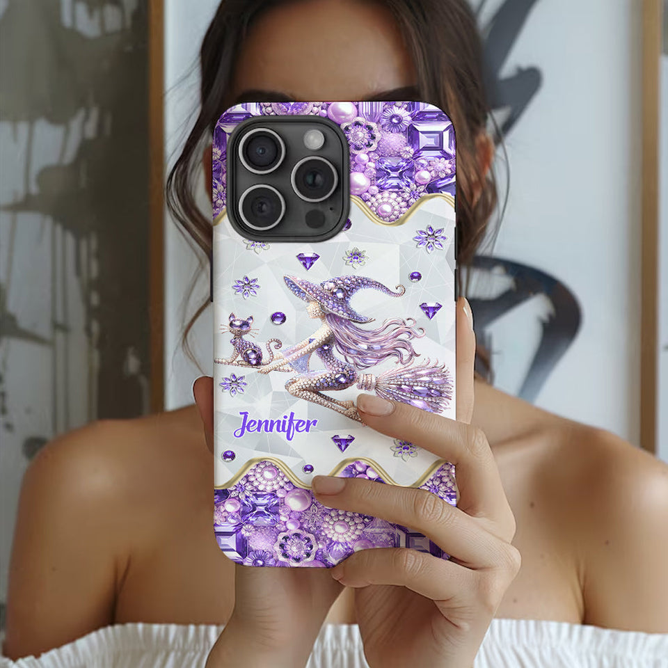 Witch And Broomstick - Personalized Witch Full Print Phone Case