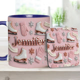 Ice Skating Makes Me Happy - Personalized Ice Skating Accent Mug & Coaster