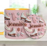 Ice Skating Makes Me Happy - Personalized Ice Skating Accent Mug & Coaster
