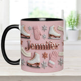 Ice Skating Makes Me Happy - Personalized Ice Skating Accent Mug & Coaster