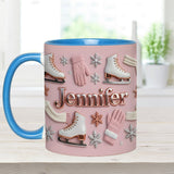 Ice Skating Makes Me Happy - Personalized Ice Skating Accent Mug & Coaster