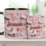 Ice Skating Makes Me Happy - Personalized Ice Skating Accent Mug & Coaster