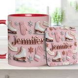 Ice Skating Makes Me Happy - Personalized Ice Skating Accent Mug & Coaster