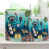 Suba Diving Lovers - Personalized Scuba Diving Accent Mug & Coaster