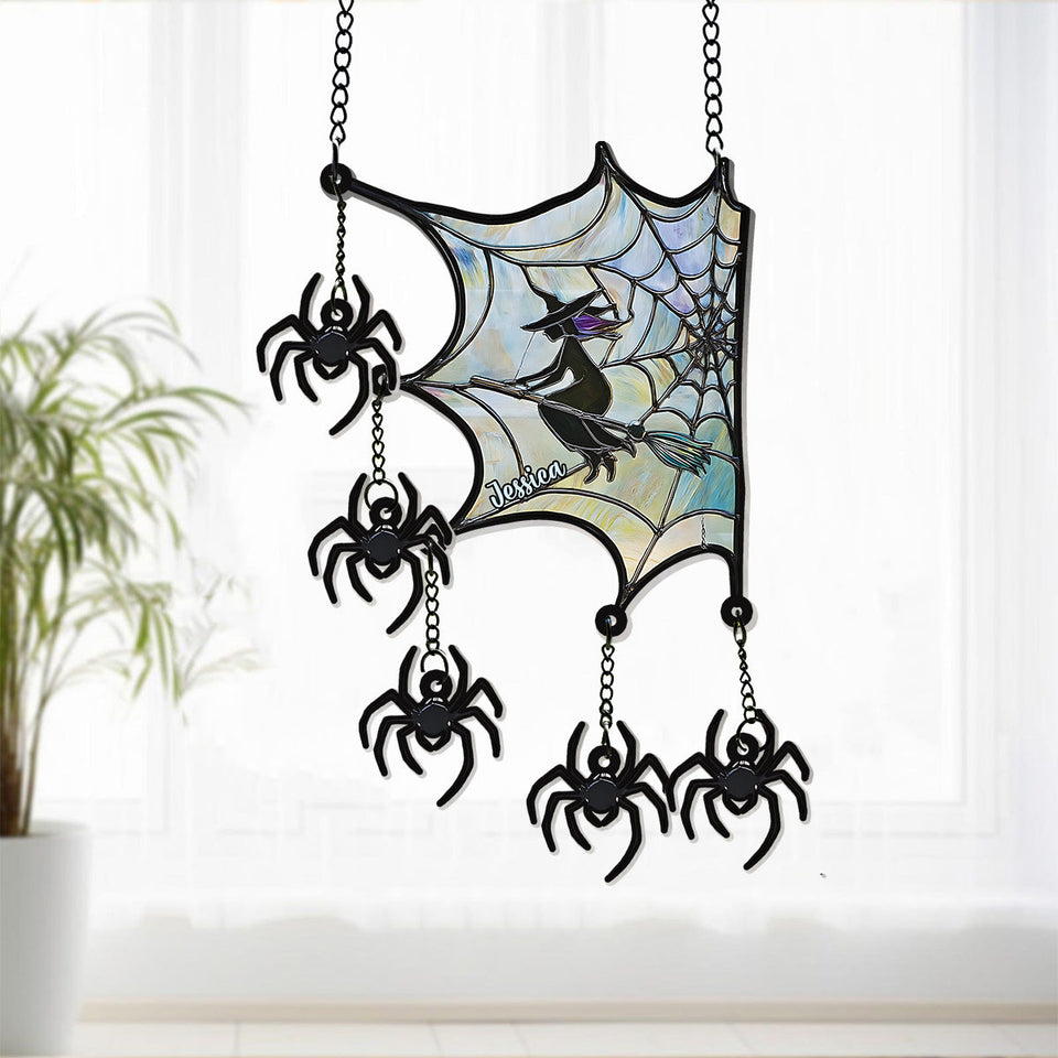 On A Dark Desert Highway Cool Wind In My Hair - Personalized Witch Window Hanging Suncatcher With Charms