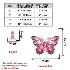 Stronger Than The Storm - Personalized Breast Cancer Awareness Window Hanging Suncatcher With Charms