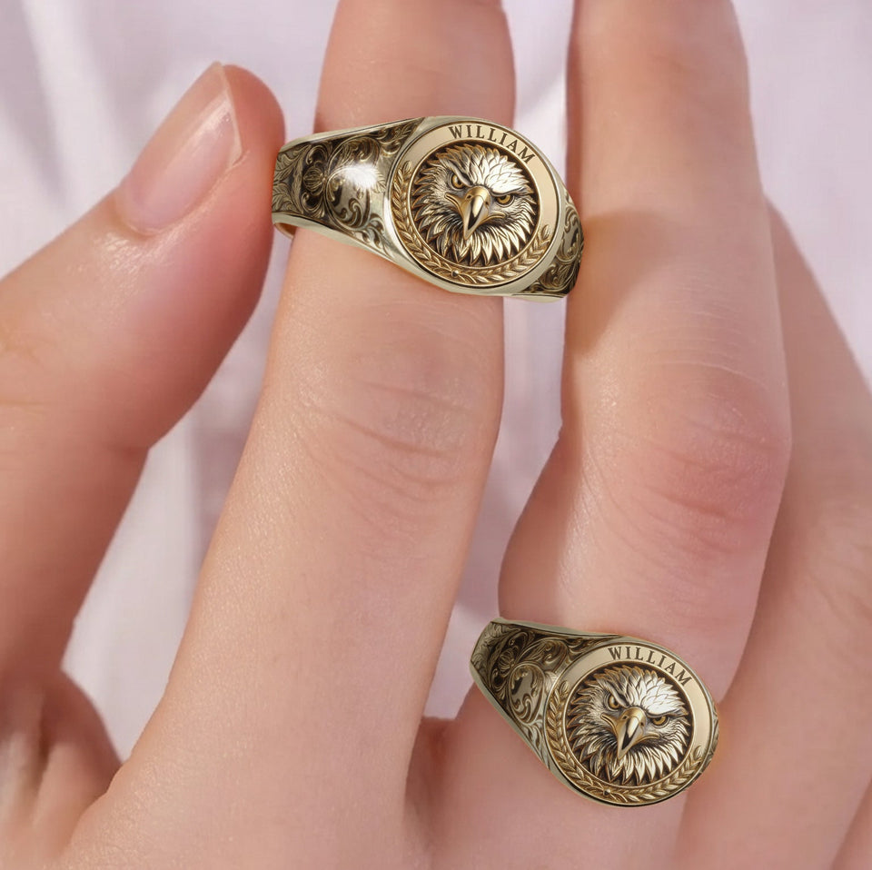American Bald Eagle - Personalized Bald Eagle Signet Ring