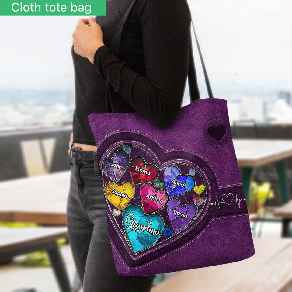 Grandma's Mom's Sweethearts - Personalized Grandma Tote Bag