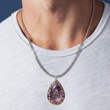 Custom Initial Name Letter Birth Stone - Personalized Birth Stone Shaped Metal Pendant Necklace