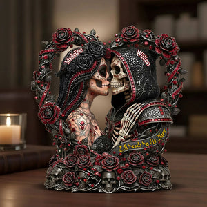 Sugar Skull Till Death Do Us Apart - Personalized Skull Custom Shaped Acrylic Plaque