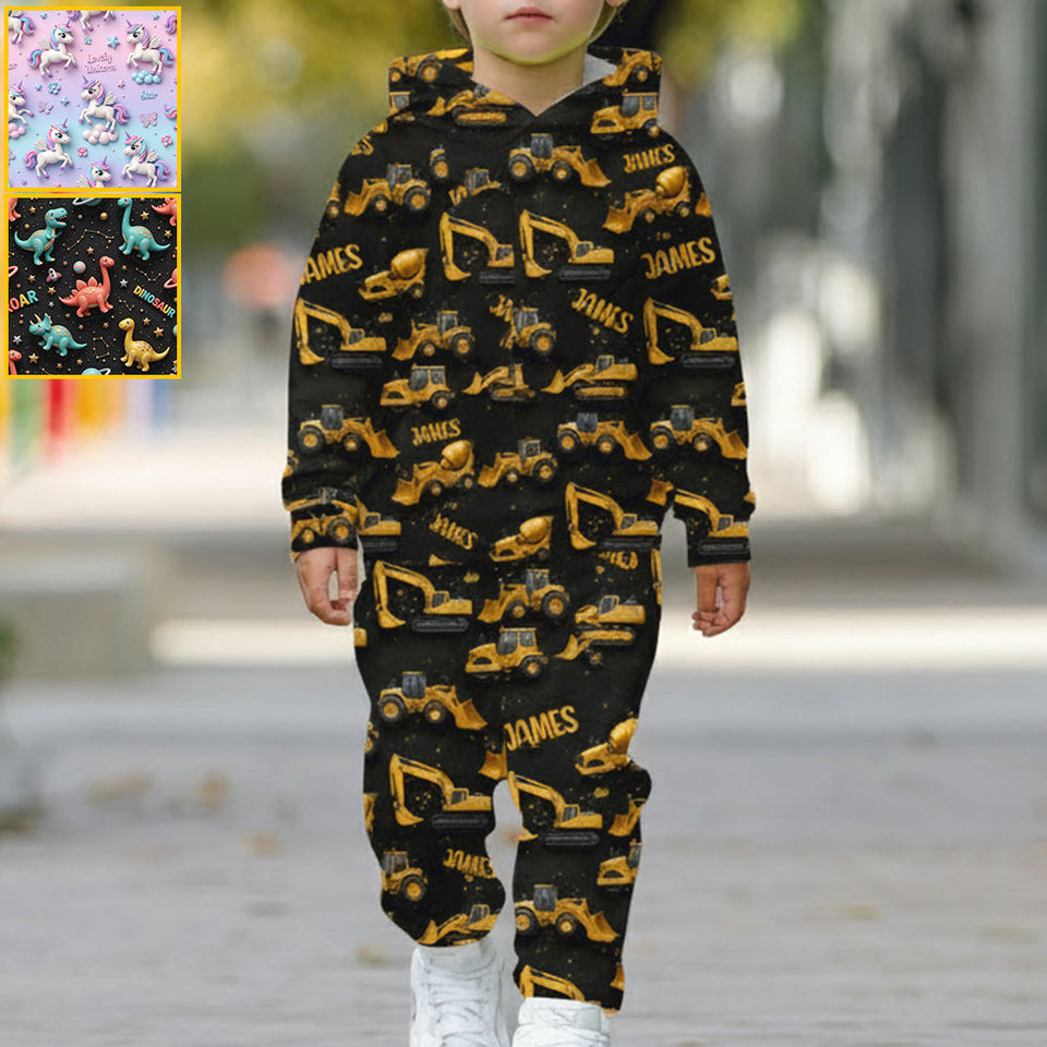 Construction Truck - Personalized Kid Kid Hoodie & Kid Jogger Sweatpants