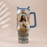 Faith Over Fear - Personalized Christian Tumbler With Plush Charm