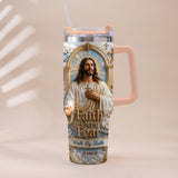 Faith Over Fear - Personalized Christian Tumbler With Plush Charm