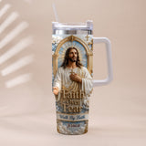 Faith Over Fear - Personalized Christian Tumbler With Plush Charm