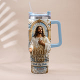 Faith Over Fear - Personalized Christian Tumbler With Plush Charm