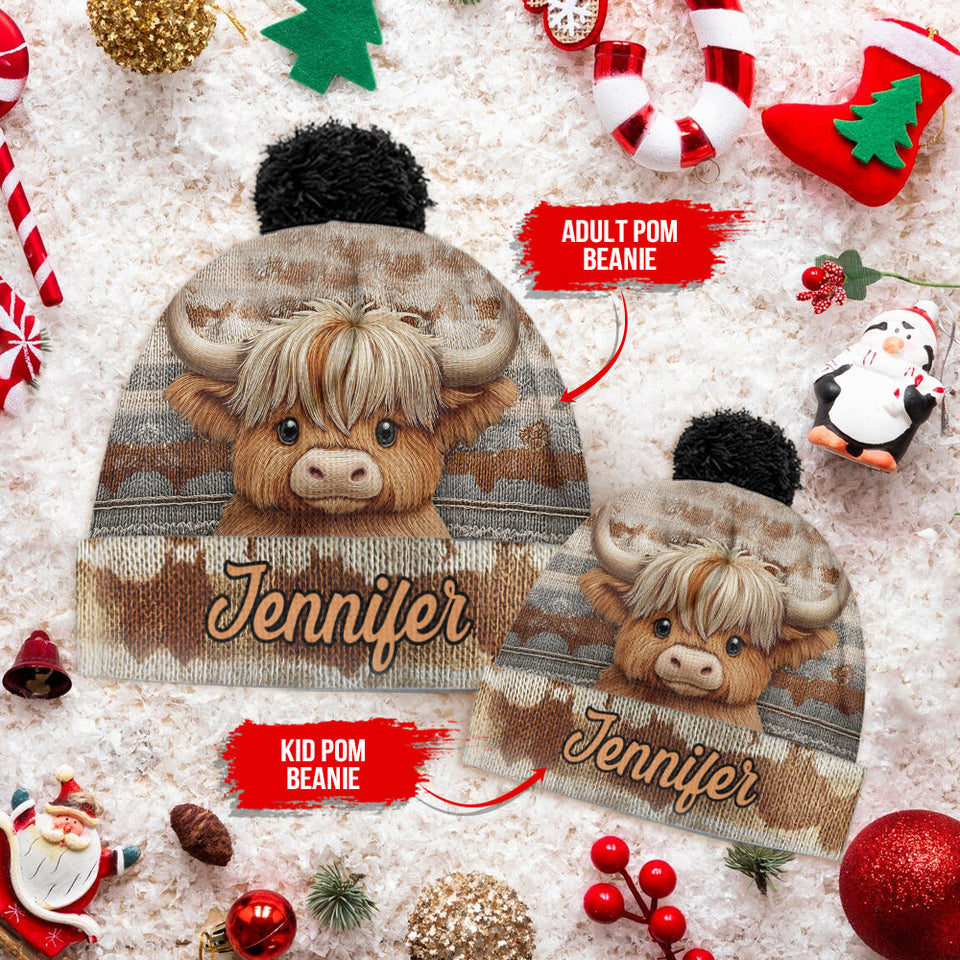 Cute Highland Cow - Personalized Highland Cow Beanie Hat