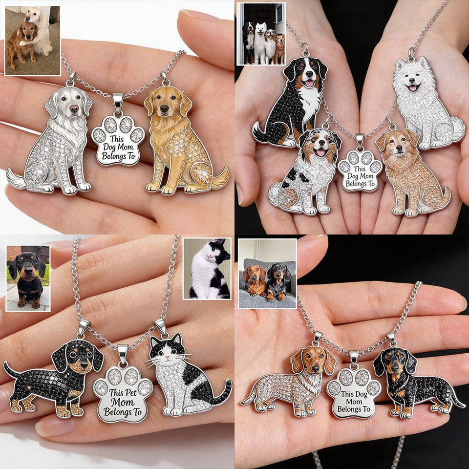 This Dog Mom Belongs To - Personalized Dog Metal Necklaces With Pendants