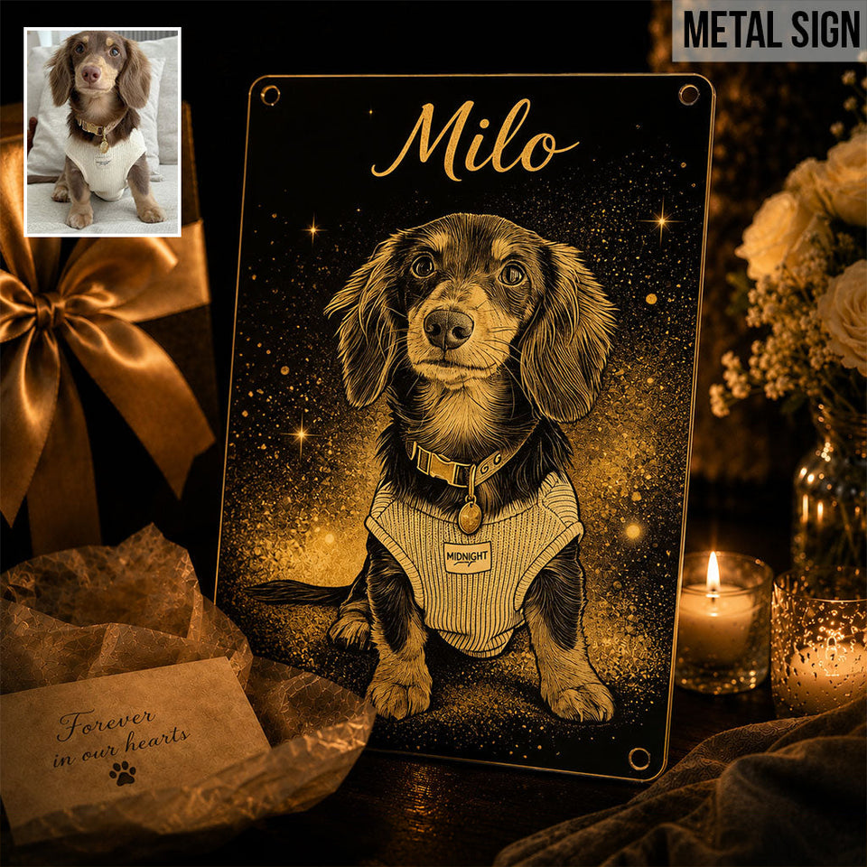 Forever In Our Hearts - Personalized Dog Cut Metal Sign