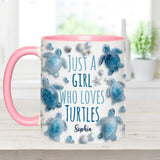 Just A Girl Who Loves Turtles - Personalized Turtle Accent Mug