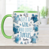 Just A Girl Who Loves Turtles - Personalized Turtle Accent Mug