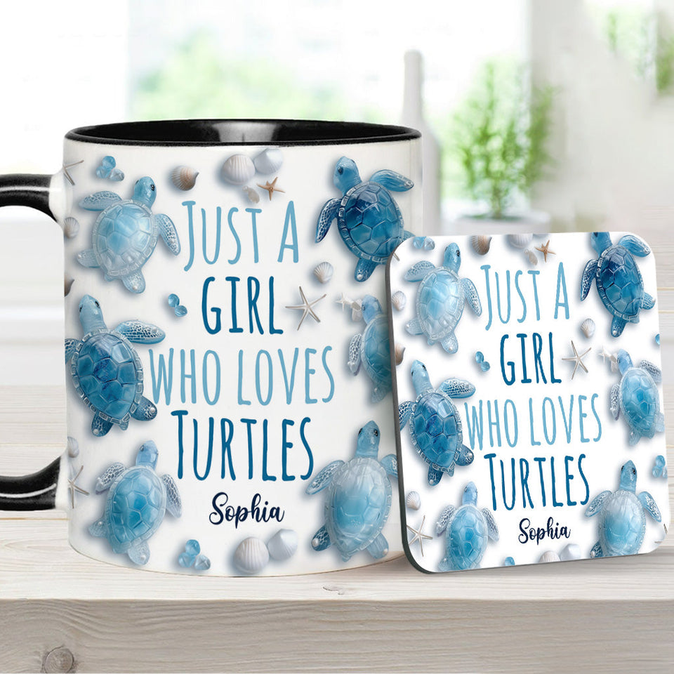 Just A Girl Who Loves Turtles - Personalized Turtle Accent Mug