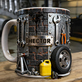 Eat Sleep Fix Car Repeat - Personalized Mechanic Accent Mug & Coaster