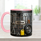 Eat Sleep Fix Car Repeat - Personalized Mechanic Accent Mug & Coaster