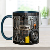 Eat Sleep Fix Car Repeat - Personalized Mechanic Accent Mug & Coaster