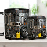Eat Sleep Fix Car Repeat - Personalized Mechanic Accent Mug & Coaster