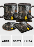 Eat Sleep Fix Car Repeat - Personalized Mechanic Accent Mug & Coaster