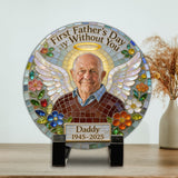 First Father's day Without You - Personalized Memorial Round Shaped Stone