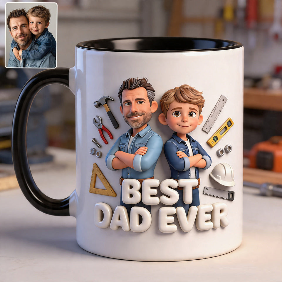 Custom Any Photo - Personalized Father Accent Mug & Coaster
