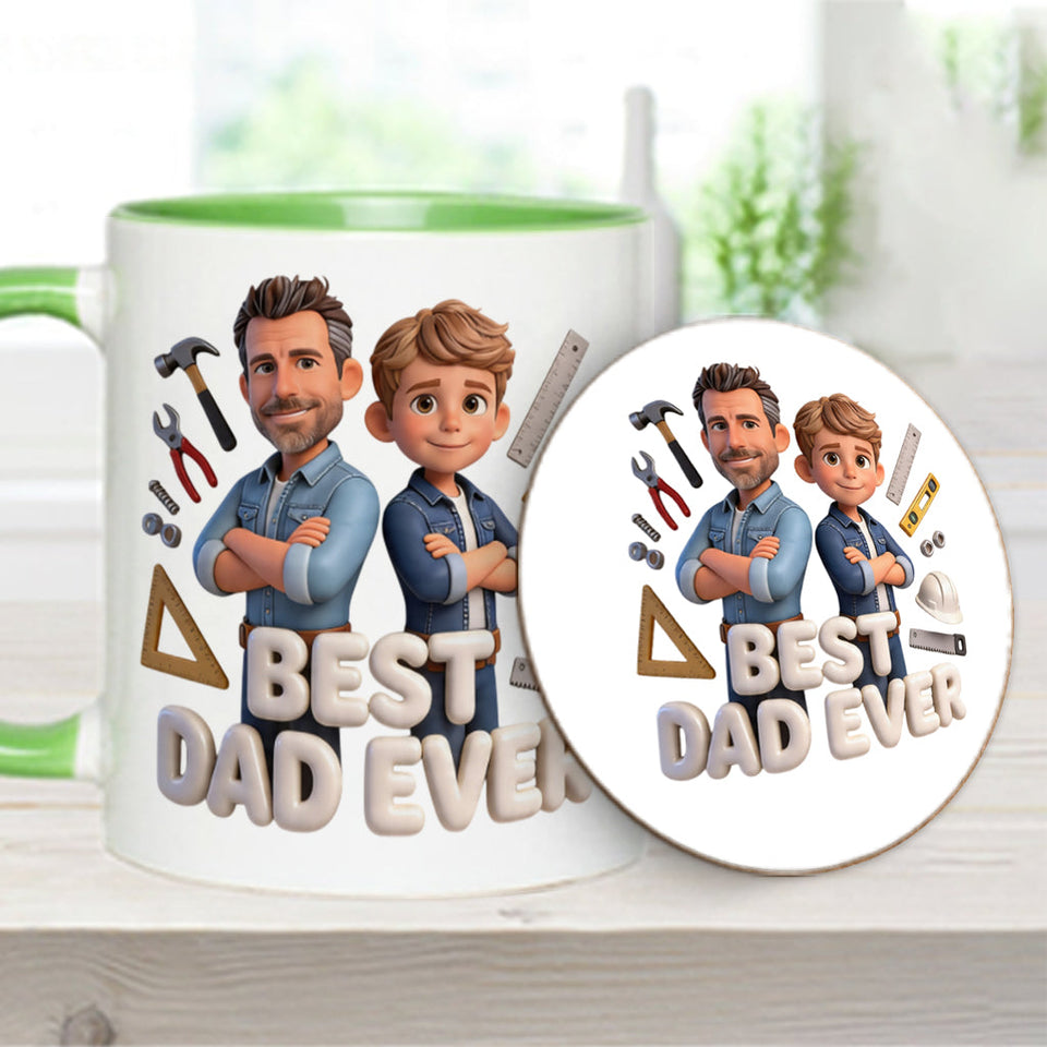 Custom Any Photo - Personalized Father Accent Mug & Coaster