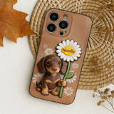 Custom Any Photo - Personalized Dog 3D Embossed Leather Phone Case
