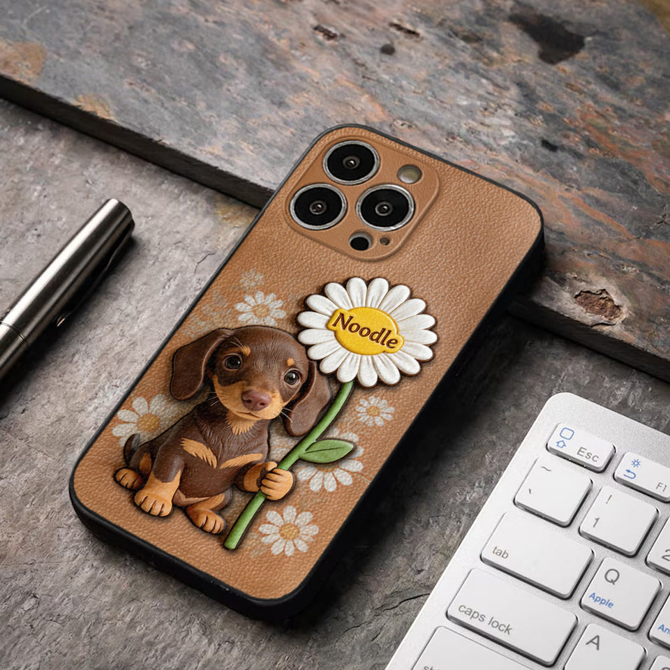 Custom Any Photo - Personalized Dog 3D Embossed Leather Phone Case