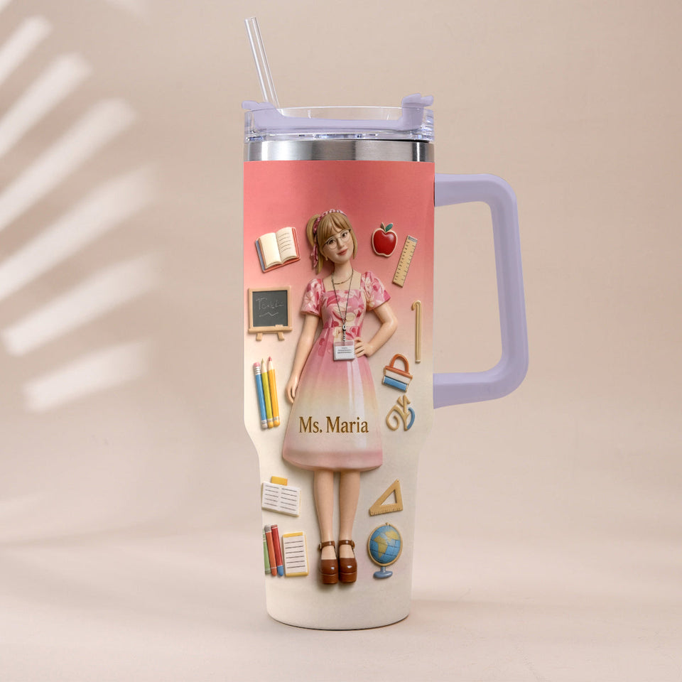 Best Teacher Ever - Personalized Teacher Tumbler With Plush Charm