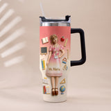 Best Teacher Ever - Personalized Teacher Tumbler With Plush Charm