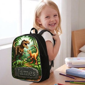 Dinosaur Back To School Gift for Kids - Personalized Kid Changeable Leather Patch Backpack