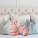 Grandma Bunny with Baby Bunnies - Personalized Grandma Faux Fur Shaped Pillow
