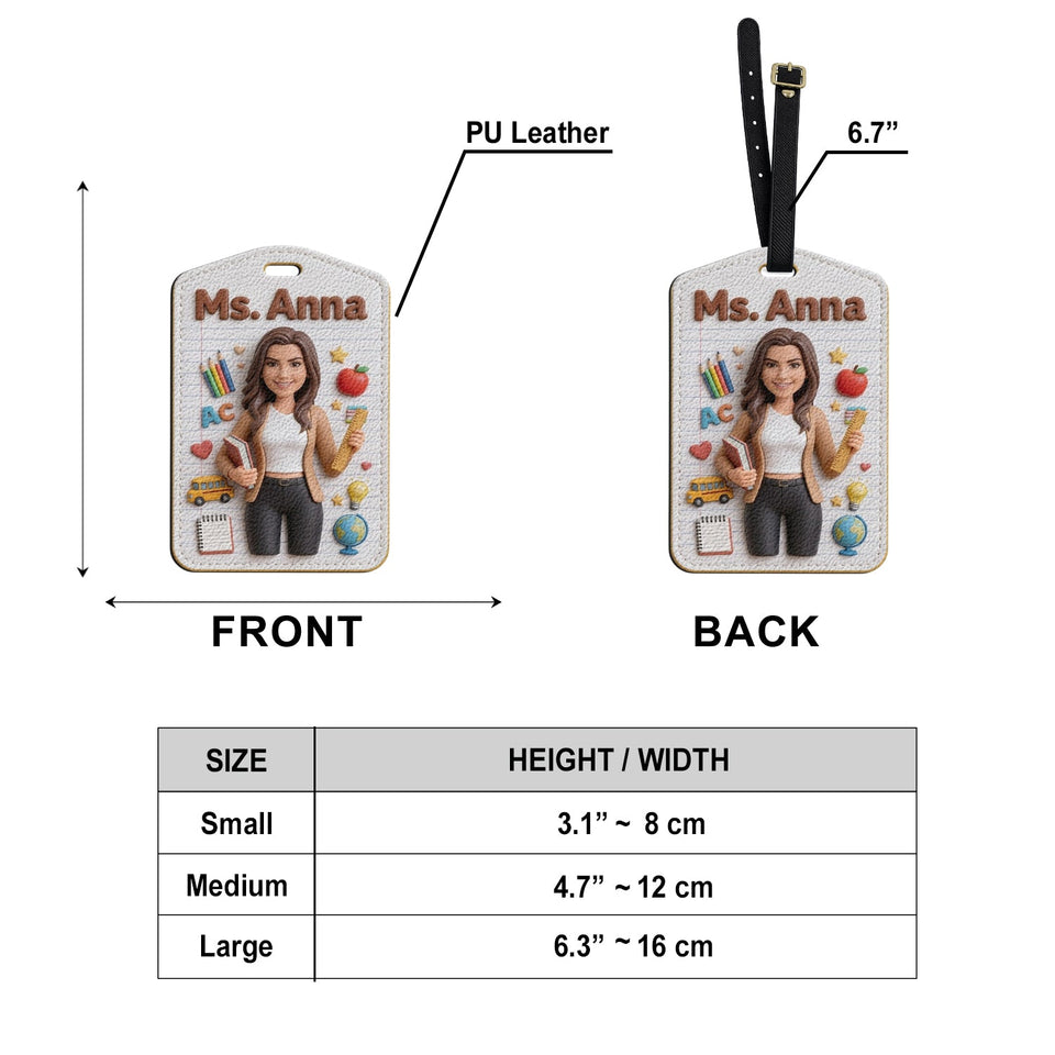 Custom Portrait Teacher - Personalized Teacher Luggage Tag